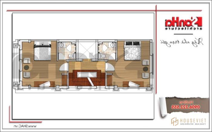 Mẫu thiết kế khách sạn mini tân cổ điển kiểu Pháp tại Quảng Ninh - SH KS 0044 21 5 Tầng trệt chức năng 2 3 4 5 Khách sạn mini tại Quảng Ninh sh ks 0044