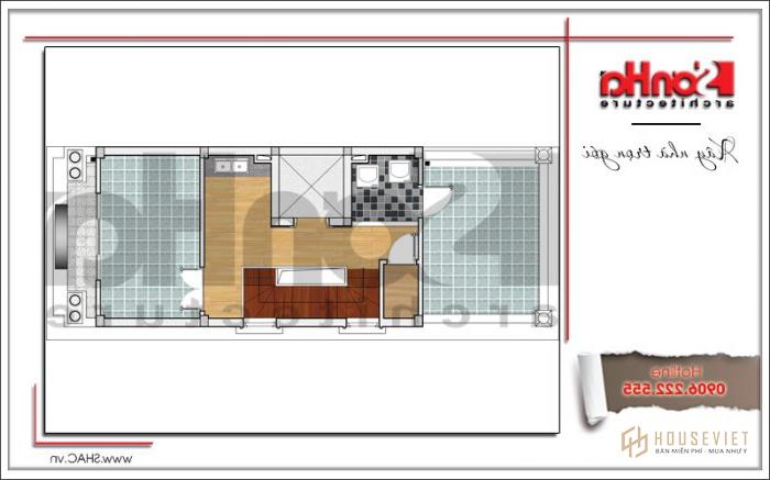 Mẫu thiết kế khách sạn mini tân cổ điển kiểu Pháp tại Quảng Ninh - SH KS 0044 22 6 Mặt bằng công năng Khách sạn mini tầng 6 tại Quảng Ninh sh ks 0044