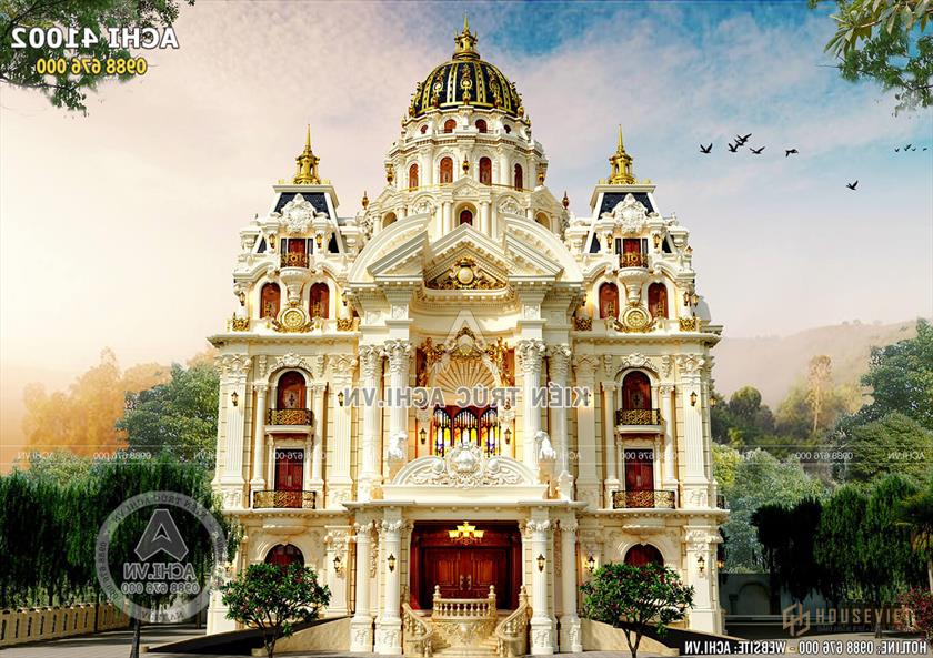 Mặt tiền biệt thự 4 tầng kiểu lâu đài Mặt tiền biệt thự 4 tầng kiểu lâu đài