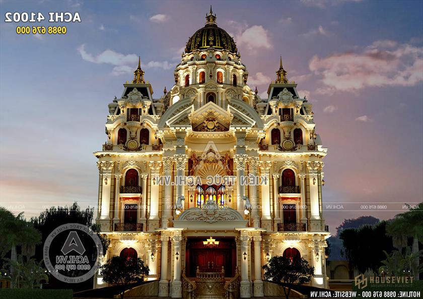 Lâu đài dinh thự 4 tầng lộng lẫy về đêm Lâu đài dinh thự 4 tầng lộng lẫy về đêm