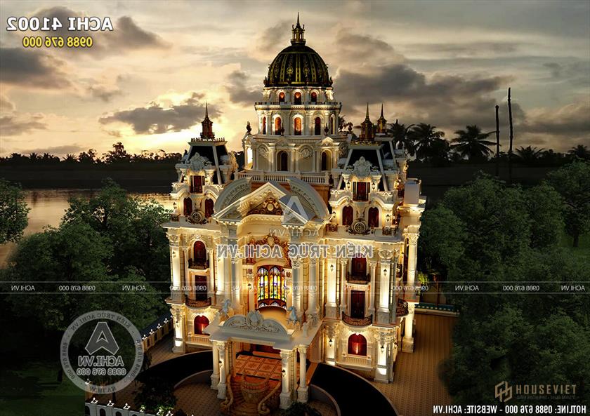 Mẫu biệt thự lâu đài tân cổ điển 300m2 Mẫu biệt thự lâu đài tân cổ điển 300m2