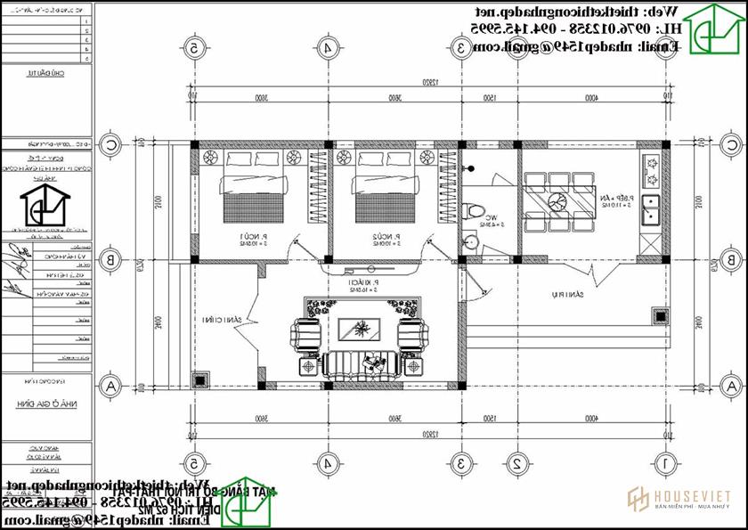 Mặt bằng bố trí nội thất nhà cấp 4 NDNC4119