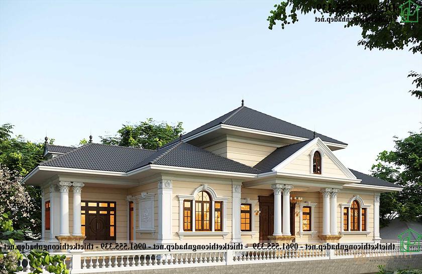 Mẫu biệt thự 1 tầng cổ điển sang trọng NDBT1T126