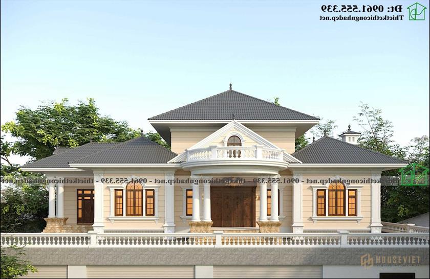 Thiết kế biệt thự cổ điển đẹp sang trọng tại Phú Thọ NDBT1T126