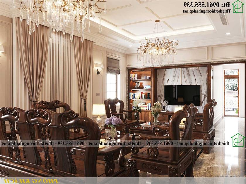 Thiết kế nội thất phòng khách biệt thự đẹp NDBT1T126