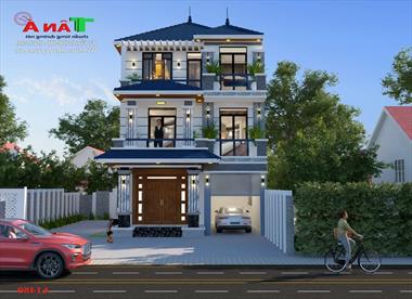 Mẫu nhà chữ L 3 tầng mái thái hiện đại đẹp tại Nghi Xuân - Hà Tĩnh Ms: A1480