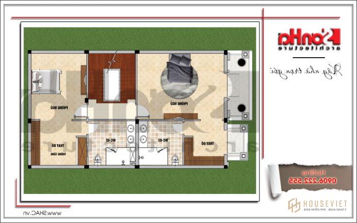 Mặt bằng tầng 2 nhà phố kiểu pháp diện tích 8mx13,5m 