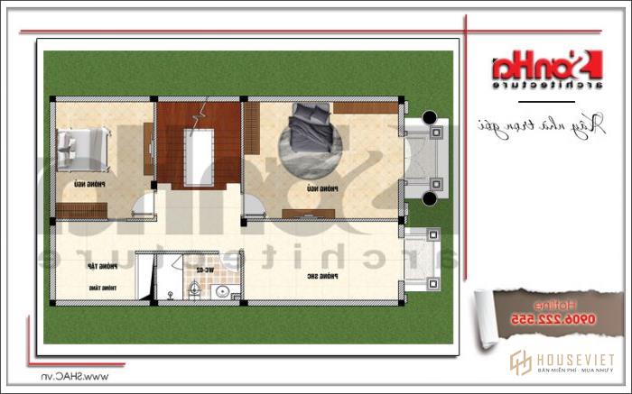 Mặt bằng công năng tầng 3 mẫu nhà phố cổ điển kiểu Pháp tại Nam Định 