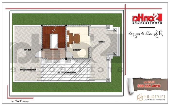 Bản vẽ mặt bằng tầng tum nhà phố cổ điển diện tích 108m2 tại Nam Định