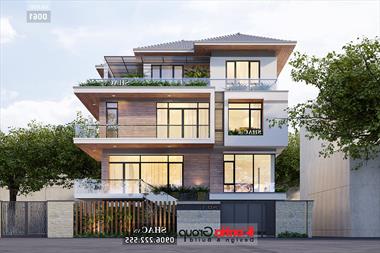 Mẫu biệt thự 4 tầng đẹp hiện đại mặt tiền 11m rộng 110m2 - SH BTD 0061