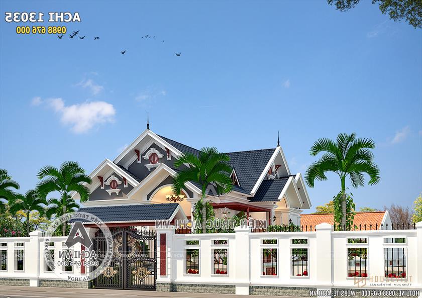 Không gian bên ngoài của mẫu nhà cấp 4 3 phòng ngủ mái thái đẹp