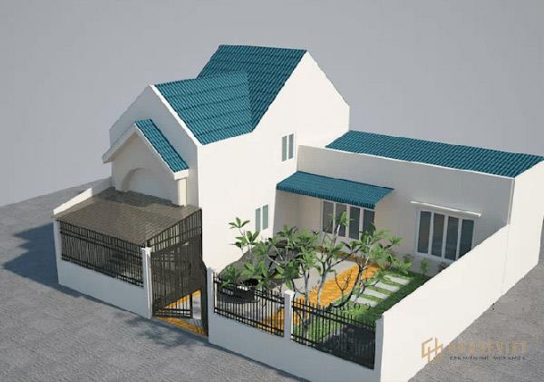 Mẫu nhà cấp 4 mái thái gác lửng mang đến hiệu quả thẩm mỹ độc đáo, ấn tượng