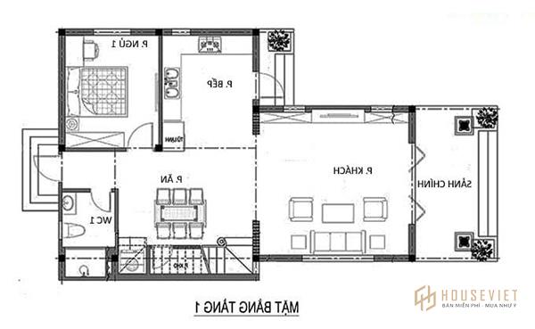 Bản vẽ nhà cấp 4 có gác lửng với cách bố trí công năng hiệu quả