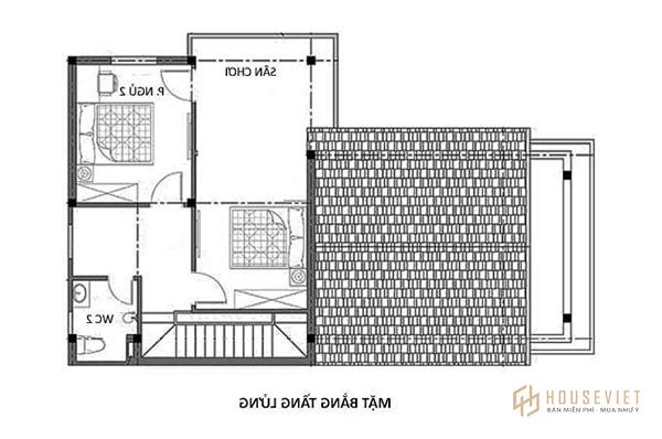 Khu vực tầng lửng được phân bổ các phòng chức năng sáng tạo