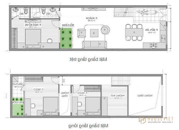 Bản vẽ nhà cấp 4 với tầng trệt và tầng lửng