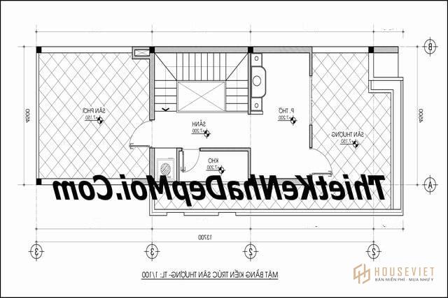 Bản vẽ nhà phố 2,5 tầng 60m2 ngang 4,5m