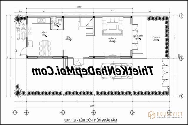 Mẫu thiết kế nhà ống 2 tầng 4,5m.  rộng