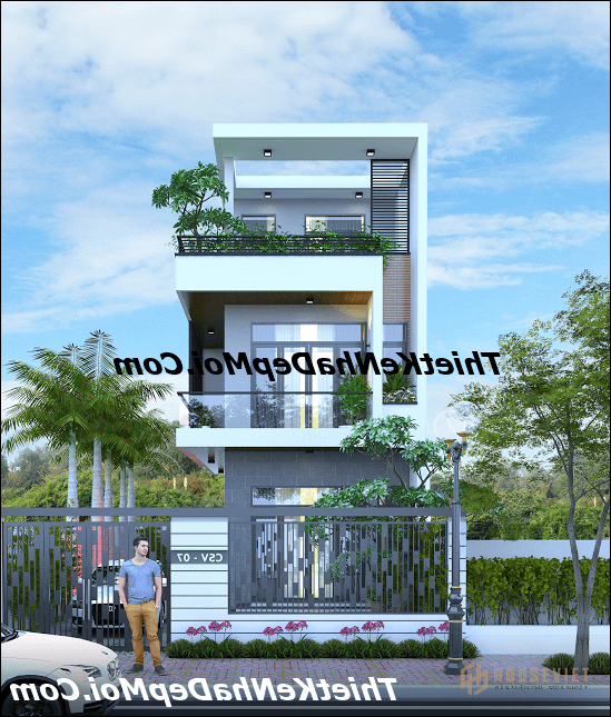 Nhà 2 tầng 1 tum hiện đại