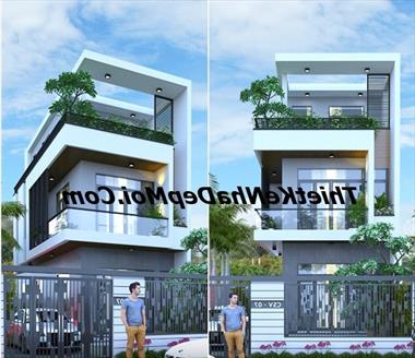 Mẫu thiết kế nhà ống 2 tầng 1 tum hiện đại mặt tiền 4,5m của anh Đông