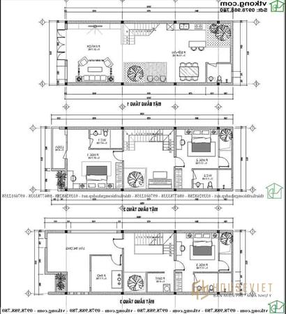 Mặt bằng công năng mẫu nhà ống 3 tầng hiện đại NP3T020