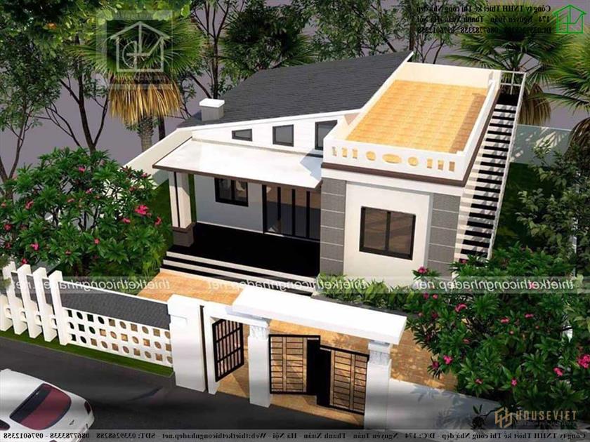 Góc nghiêng của mẫu nhà cấp 4 khoảng 300 triệu