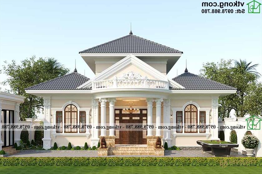 Mẫu Nhà 1 Tầng Tân Cổ Điển 14x10m Hấp Dẫn Tại Hà Nội Bt1t86