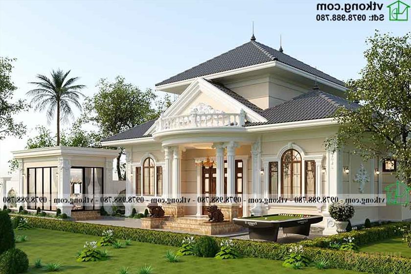 Mẫu Nhà 1 Tầng Tân Cổ Điển 14x10m Hấp Dẫn Tại Hà Nội Bt1t86