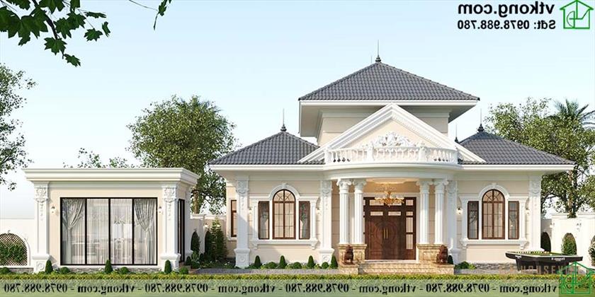 Mẫu Nhà 1 Tầng Tân Cổ Điển 14x10m Hấp Dẫn Tại Hà Nội Bt1t86