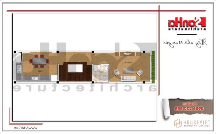 Hình ảnh mẫu nhà ống 5 tầng hiện đại đẹp diện tích 3,4mx 15m tại Hải Phòng - SH NOD 0181 16 Mặt bằng công năng tầng 2 nhà phố hiện đại mặt tiền 3,4m