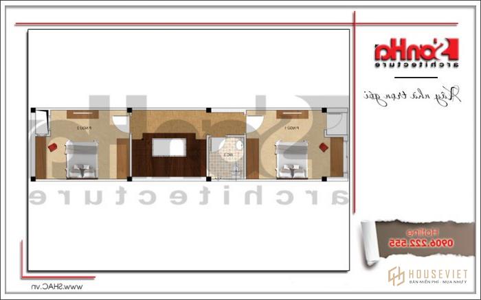 Hình ảnh mẫu nhà ống 5 tầng hiện đại đẹp diện tích 3,4mx 15m tại Hải Phòng - SH NOD 0181 17 Bản vẽ mặt bằng tầng 3 mẫu nhà ống kiến trúc hiện đại diện tích 50m2