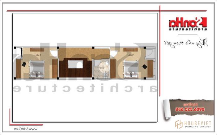 Hình ảnh mẫu nhà ống 5 tầng hiện đại đẹp diện tích 3,4mx 15m tại Hải Phòng - SH NOD 0181 18 Bản vẽ mặt bằng tầng 4 nhà phố hiện đại 5 tầng tại Hải Phòng