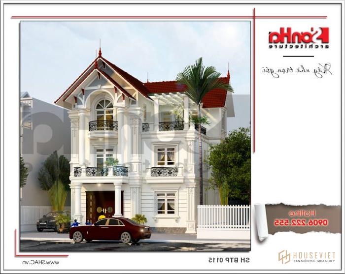 Mẫu thiết kế biệt thự tân cổ điển mái ngói đỏ ấn tượng tại Hưng Yên - SH BTP 0115 14 Thiết kế kiến trúc biệt thự pháp mái ngói đỏ tại Hưng Yên sh btp 0115