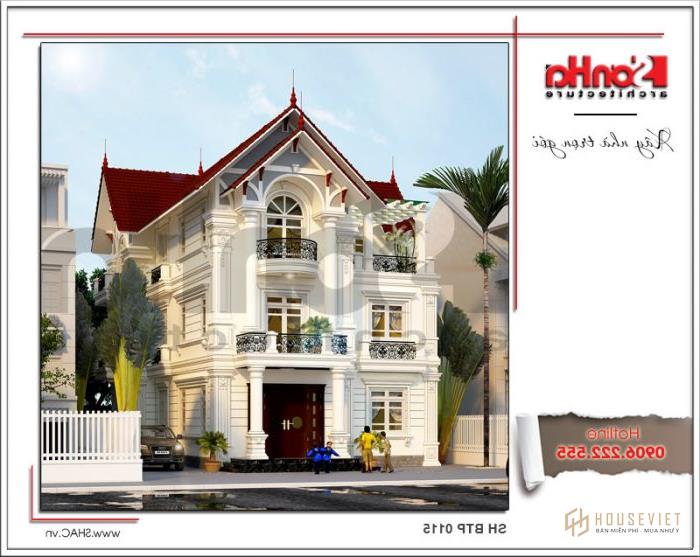 Mẫu thiết kế biệt thự tân cổ điển mái ngói đỏ ấn tượng tại Hưng Yên - SH BTP 0115 15 Thiết kế kiến trúc biệt thự pháp mái ngói đỏ tại Hưng Yên sh btp 0115