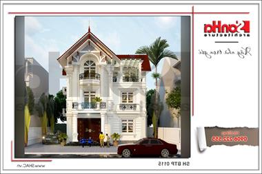 Mẫu thiết kế biệt thự tân cổ điển mái ngói đỏ ấn tượng tại Hưng Yên - SH BTP 0115