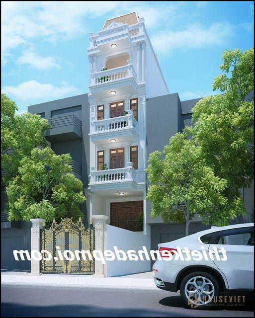 Bản vẽ nhà 6 tầng mặt tiền 4,5m. mặt tiền