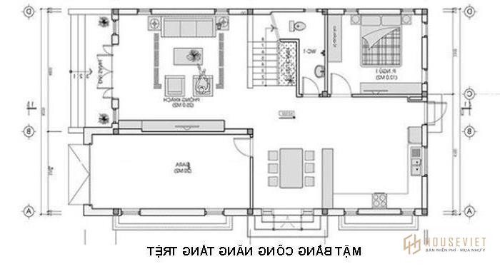 Mặt bằng công năng tầng trệt