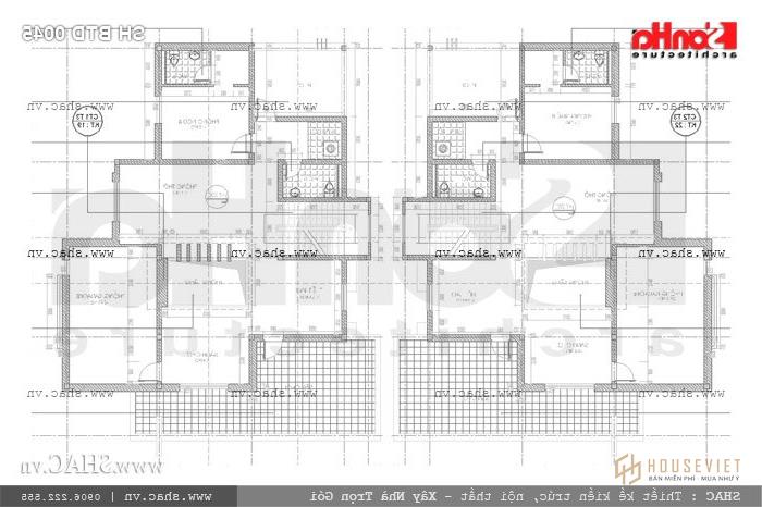 Mặt bằng tầng t3 biệt thự song lập sh btd 0045