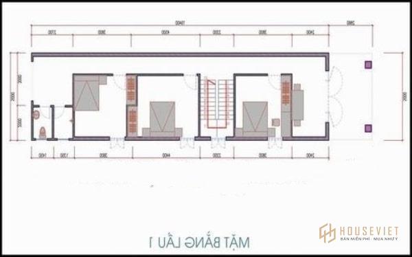 Mẫu nhà ống 2 tầng 4 phòng ngủ 5x20