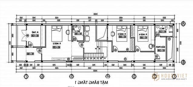 Mẫu nhà ống 2 tầng 4 phòng ngủ 5x20