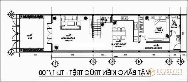 Mẫu nhà ống 2 tầng 4 phòng ngủ 5x20