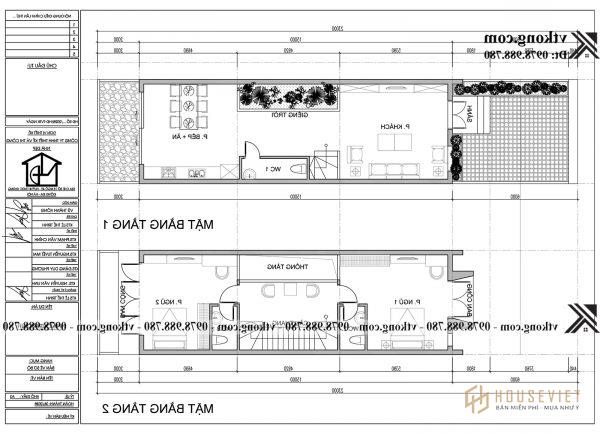 Phối cảnh mặt tiền mẫu nhà ống 2 tầng 5x15m