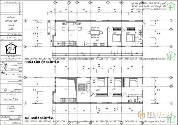 Mẫu nhà ống 2 tầng mái lệch.