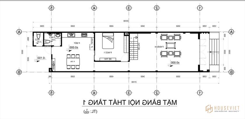 mẫu nhà ống 2 tầng 5x23m