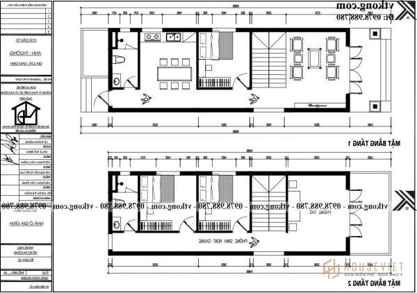 Mẫu nhà ống 2 tầng 5x18m