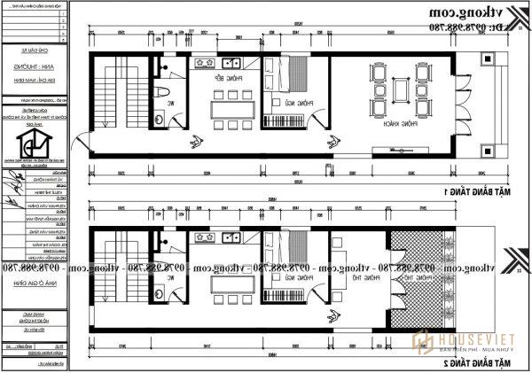 Mẫu nhà ống 2 tầng 5x18m