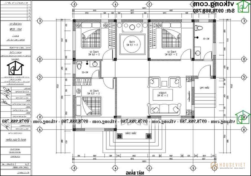 Công năng sử dụng của mẫu nhà cấp 4 mái thái NC4135