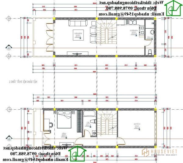 Mặt bằng nội thất tầng 1 và tầng 2 NDNP3T10