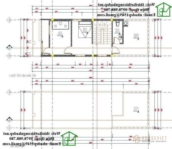 Mặt bằng nội thất tầng 3 và mái NDNP3T10