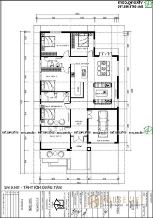 Mẫu nhà cấp 4 12x20m mái tôn đẹp giá rẻ ở nông thôn NC4136