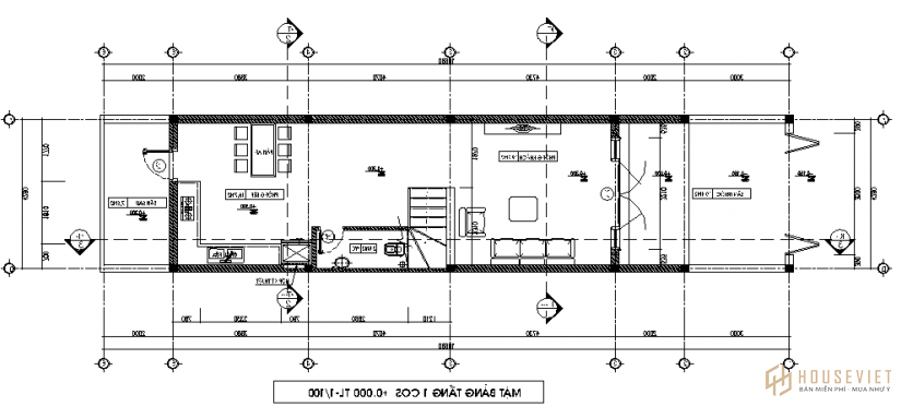 Mẫu nhà ống 2 tầng mặt tiền 4m.